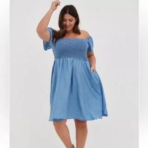 Torrid lyocell blue denim-like dress 3 3X